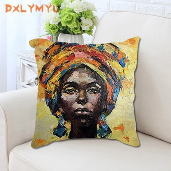 Afriške Dekle Oljna slika, Blazine Pokrov Afriški Stil Blazino Kritje za Dom Stol, Dekorativne Blazine Pokrov 45*45 cm