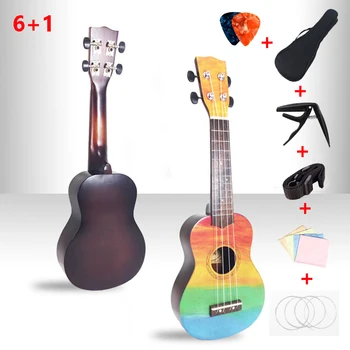 ALOHA 7pcs/set Ukelele Edinstveno Kitaro 4 Strune, Havajska Kitara Glasbeni Instrument Set Kompletov+Niz+Pas+Torba Glasbila