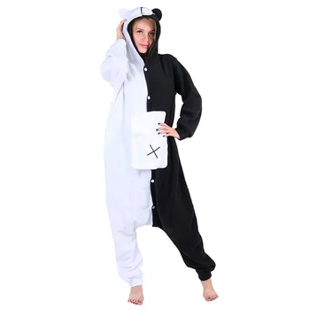 Anime Danganronpa Črno Beli Medved Kigurumi Monokuma Živali Odraslih Pižamo Cosplay Kostum Stranka Domov Oblačila