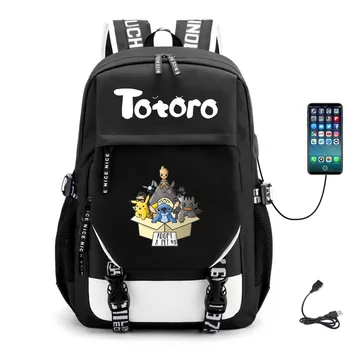 Anime Moj Sosed Totoro USB Nahrbtnik Šolsko Teenger Študent Packsack Platno Tkanina Unisex Priložnostne Visoke Kakovosti Laptop Torba