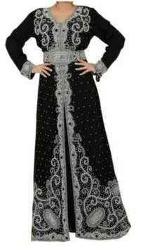 Arabski Islamski Poroko Haljo Dubaj Maroški Nacionalni Tradicionalno Obleko Muslimanskih Žensk Tiste Vezenine Dolgo Črno Haljo Multi Velikost