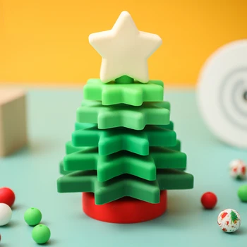 Baby Božično Drevo Silikonski Zlaganje Igrače Montessori Ustvarjalne Igrače BPA Free Hrane Silikona Izobraževanje Otroci Darila Božič