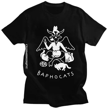 Baphocats Tshirts Moških Čistega Bombaža Baphomet T Shirt Satan Demon Tees Okultno Kozje Ženske Moški Ženske Vrh Satanic Tshirt Harajuku