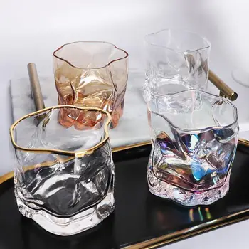 Bar steklo, prozorno Pozlačenega viski kozarec ustvarjalne Japonski kozarec piva stekla nepravilnih oblik barvnega stekla pokal