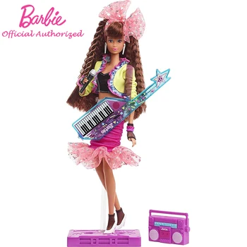 Barbie Nazaj Serije 80. Edition Lutke' Night Out Lutka 11.5-Palčni Črna Stranka Videz Featuring Neon Suknjič Kitara Otrok Igrače GTJ88