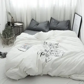 Barva bela/siva rjuhe kritje postavlja nove prihod posteljo komplet 100% bombaž opremljena stanja prevleke
