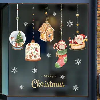 Barvita Božič Nalepke, Dekorativne Nalepke Vesel Božič Ogledalo Nalepke Visi Santa Snjegović Žogo Izložbe Decal Za Stranke