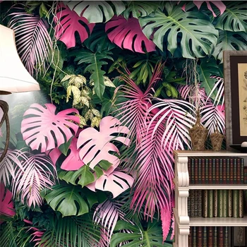 beibehang de papel parede quarto Roza zelene tropskega deževnega gozda rastlin zidu po meri, velika zidana zeleno ozadje papier peint