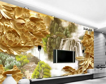 Beibehang ozadje po Meri 3D stereo olajšave cvet slap zidana tapete za stene 3d dnevna soba, spalnica 3d ozadje, freska