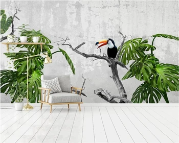 beibehang po Meri 3D Zidana Ozadje Drevo, veja toucan prvinski gozd wallpaperChildren ' s soba v ozadju stene 3d Ozadje