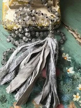 Bohemian tassel dolgo ogrlico kaki Kristalno kroglice ženske retro ogrlico, obesek, modni nakit izjavo Božično darilo
