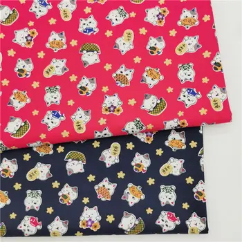 Bombažne Tkanine, ki Jih Meter Risanke Mačka Tiskane Tkanine Za Šivanje Posteljnine Otrok Obleke Šivanje Needlework Mozaik DIY Materiala