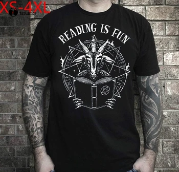 Branje Je Zabavno Majica s kratkimi rokavi Moški Baphomet Satan T-Shirt