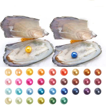 Brezplačna dostava 30pcs sladkovodnih 6-7mm krog akoya biseri ostrig,27 mešane barve AAA razred ostrig školjka nakit, izdelava