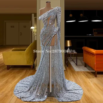 Briljantno 2020 Vintage Plašč Večerno Obleko Tla-Dolžina Beaded Sequins Formalno Obleko Haljo De Soiree Aibye Vestido de festa Dubaj