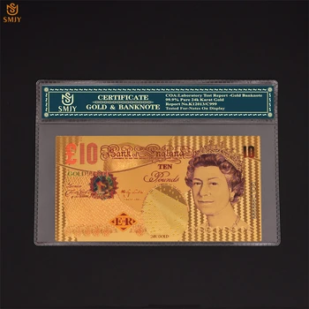 Britanski 24k Gold Bankovcev za 5 Funtov, Barve Zlata Folija Denar Papir Bankovcev Zbirka v OPP Plastične Vrečke