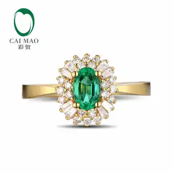 CaiMao znašal 0,51 ct Naravnih Smaragdno 18KT/750 Rumeno Zlato za 0,38 ct Polno Cut Diamond Zaročni Prstan Nakit Gemstone