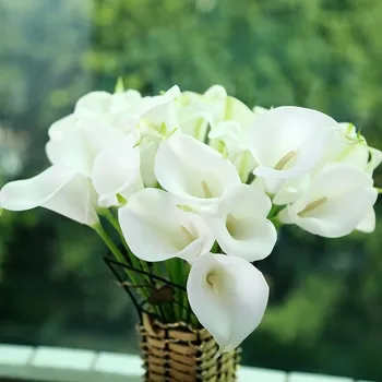 calla lily 2015 umetne rože PU pravi dotik dom dekoracija, cvetje 50pcs/veliko poročni šopek Dekorativne Rože