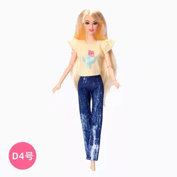 Cosplay Moda Rumeni Cvet Majica Ogrlicom Rokav Vrh Hlače Hlače 1/6 Doll Obleke za Barbie Oblačila, ki Pribor, Igrače,