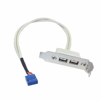 CYSM Xiwai Nizko Profil 8 cm Višina USB 2.0 Ženski Nazaj plošče na Matično ploščo 9pin kabel s PCI nosilec 30 cm