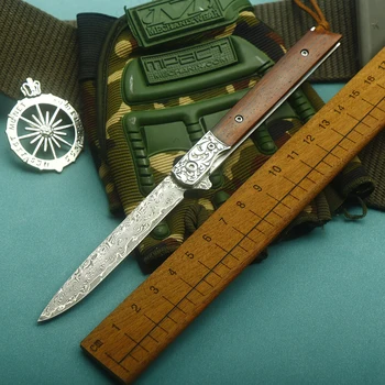 Damask jekla, zložljiv nož prostem visoko trdoto oster prenosni nož EOS zbirka lov self-defense saber sadje nož