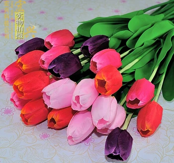 Debelo Pu Umetnega Tulipani Za Dekoracijo Doma /Umetne Rože Nevesta ima Cvetje Za Poroko (10pcs/veliko)