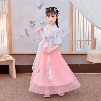 Dekleta Pravljice obleko Starodavni Kitajski Hanfu Otrok Poletje Vezene Plesno obleko Klasične Fazi