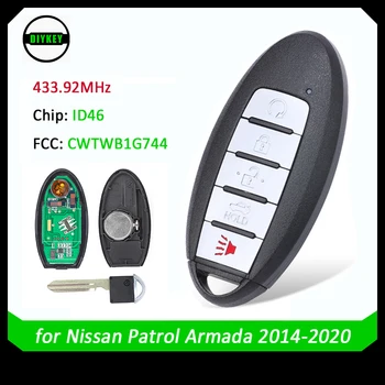 DIYKEY CWTWB1G744 brez ključa za Nissan Patrol Armada 2017-2020 5 Gumbi 433.92 Mhz FSK ID46 Pcf7952 Chip Smart Remote Avto Ključ F.o.b.