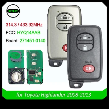 DIYKEY Smart Remote Avto Ključ Fob Vstop brez ključa za Toyota Highlander 2008 2009 2010 2011 2012 2013 HYQ14AAB P/N: 271451-0140
