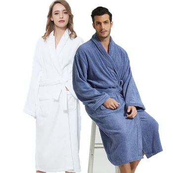 Doma Jutranje 100%Bombaž navaden barve kopalni plašč hotel Unisex toplo debele pižamo savna oblačila Sleepwear absorpcije vode oblačilo