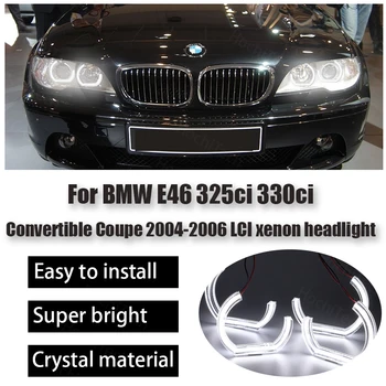 DRL Rezano Slogu DTM U Oblike Svetlobe Dnevno Svetlobo Crystal LED Angel Eyes Kit za BMW E46 Zamenljivih Coupe 2004-2006 LCI Xenon Žarometi