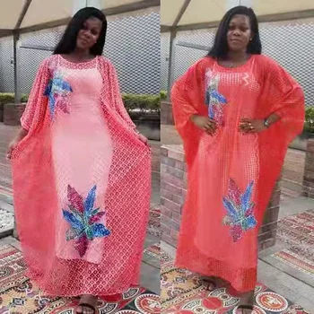 Dubaj tam kaftan Cvetlični Obleko Afriške Maxi Obleke za Ženske Afriki Dashiki 2022 Poletje Plus Velikost Vestido Seksi Votlih Si Haljo Femme