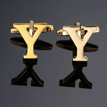DY novo Visoko kakovost Medenina material angleški Zlati angleške abecede Y zapestne gumbe za Moške francoski majica zapestne gumbe brezplačna dostava