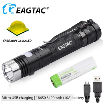 EAGTAC DX3L Micro USB Polnilna LED Svetilka XHP50.2 2500lm Super Svetla LED Svetilka Svetilka 18650 Vključeni