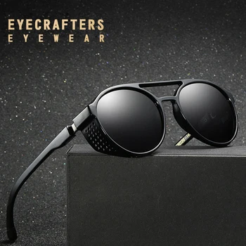 EYECRATFERS Modi NOVE Polarizirana sončna Očala Gothic Steampunk sončna Očala Mens Ženska Moda Retro Vintage Ščit Očala Odtenki