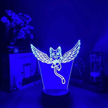 Fairy Tail Letenje urha klicati Srečna 3D Iluzije Noč Lučka Otroci Bedoom Dekoracijo LED Nočna Kul Senzor za Osvetlitev Računalniški Mizi Setup