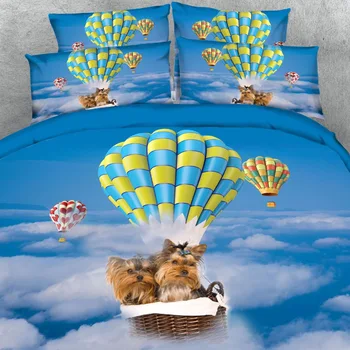 Goldeny 4 Deli Na Nabor Pisane Vroč zrak Trebušaste in psi v ljubezni 3d živali posteljo set