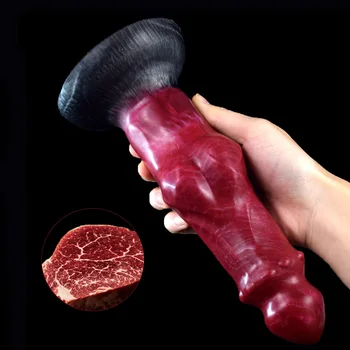 Goveje barve silikonski long psa penis z bedak vozel dildo krvavo meso multicolor odraslih izdelki ženske moški analni seks igrače trgovina