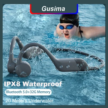 Gusima 32 G Pomnilnik, Brezžične Plavanje Slušalke Kostne Prevodnosti Slušalke Bluetooth IPX8 Nepremočljiva MP3 Predvajalnik za Deskanje, Potapljanje