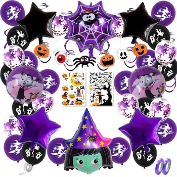 Halloween Dekoracijo Baloni Nastavite Vijolično Spider Witch Folija Balon Bar Doma Duha Festival Balon Otroci Veselo Noč Čarovnic Dobave