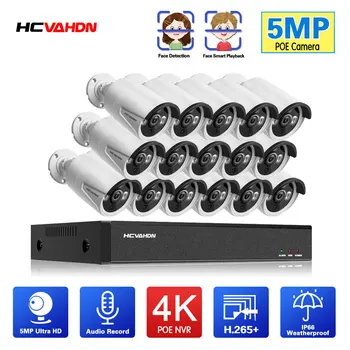 HCVAHDN AI 4K H. 265 POE NVR CCTV kamer 5MP Prostem Waterproo Varnosti Avdio IP Kamero POE Video Nadzor nastavite 16ch