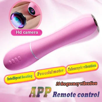 HD Kamera Vaginalne/Anus Massager Teleskopsko Dildo Thrusting Ogrevanje APP Remote Control Vibrator Čarobno Palico, Sex Igrače Za Žensko 18