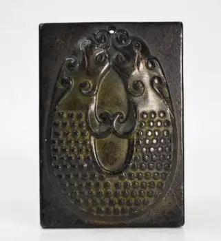 Hongshan kulture archaize black železove meteorite kiparstvo dvojno zmaja ribe obesek kip