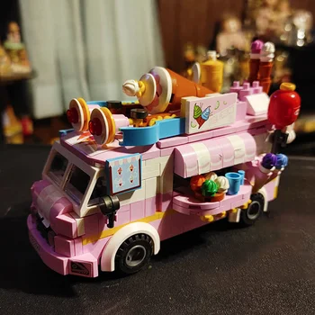 Ideja Serije Kawaii Krof Sladoled Modela Avtomobila Pink Girl Igre Balon gradniki Igrača Za Otroka Nalepke Darilo Majhno Opeko 553PCS