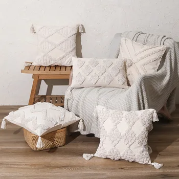 Ins slog kavč taftana prevleke Nordic model soba posteljne blazine pokrov Maroški barva tassel bele Prevleke