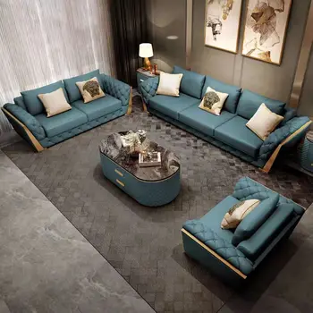 Italijanski svetlobe luksuzni kavč sodobne preprost dnevni sobi, velikost družine prva plast usnja cowhide kavč 123 kombinacija