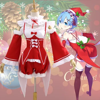 Japonski Anime Re:Življenje v Drugačen Svet Re:0 Ram Rem Božič Cosplay Obleko Devica Obleko Cosplay Enotno Vestidos