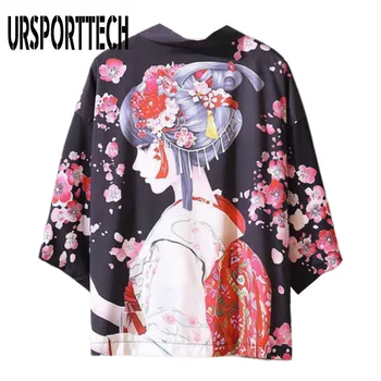Japonski Stil Lepota Tiskanja Samurai Kimono Ulične Moški Ženske Jopico Japonska Harajuku Anime Haljo Anime Obleko 2020 Poletje 3XL