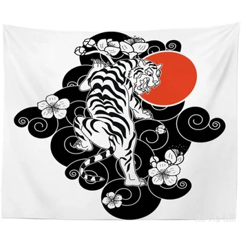 Japonski Živali Umetnosti Črni In Beli Tiger Steni Visi Psihedelični, Ki Jih Ho Me Lili Tapiserija, Dekoracije Prostora Domu
