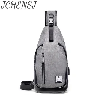 JCHENSH Luksuzna moška Torba USB Polnjenje Slušalke Luknjo Potovanja Delovnih Prsih Torbe Za Moške Anti Theft Moški Cross Body Bag